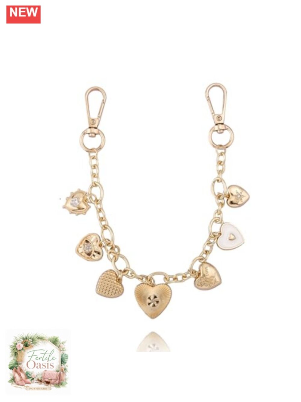 Gold Heart Charm Bag Chain Keychain Purse Charm Accessory